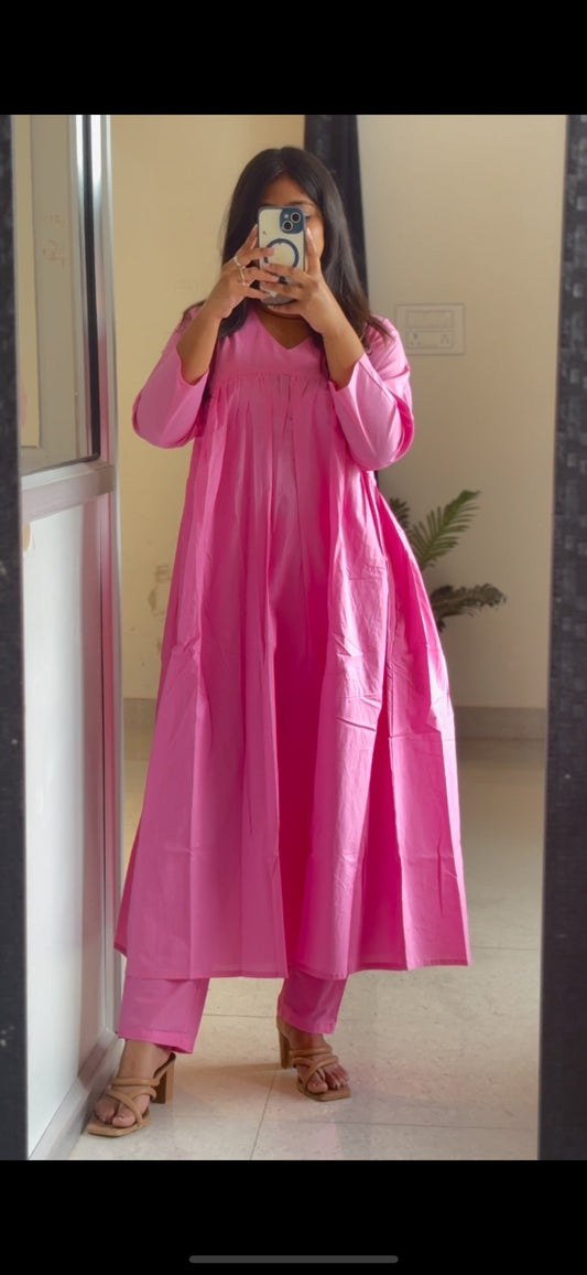 Minimal Pink Bloom Suit Set