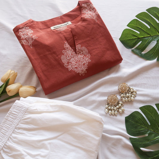 Mocha White Suit Set - Chhaav 1.0